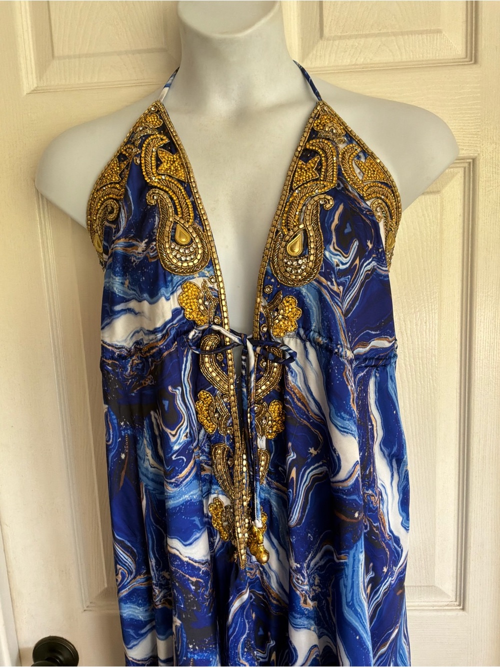 NWT…MANISH VAID….Embellished Halter Maxi Dress
